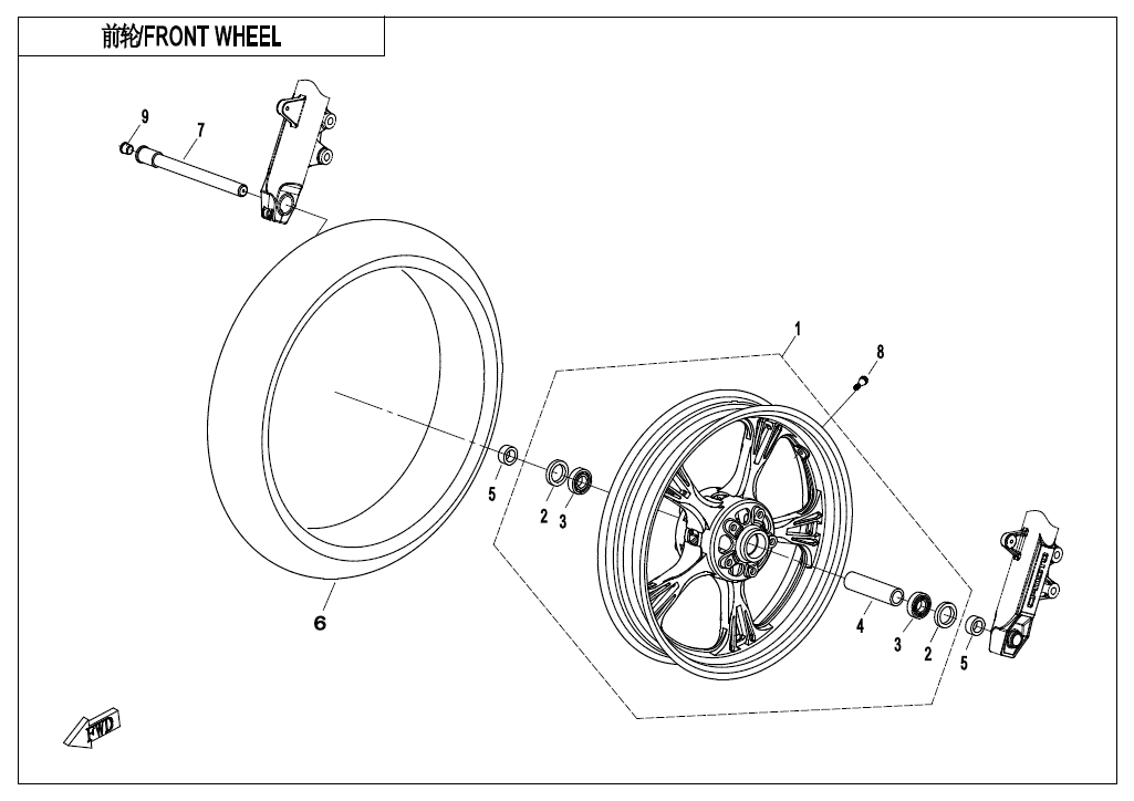 FRONT WHEEL(MATTE BLACK-RIM) - F07-A