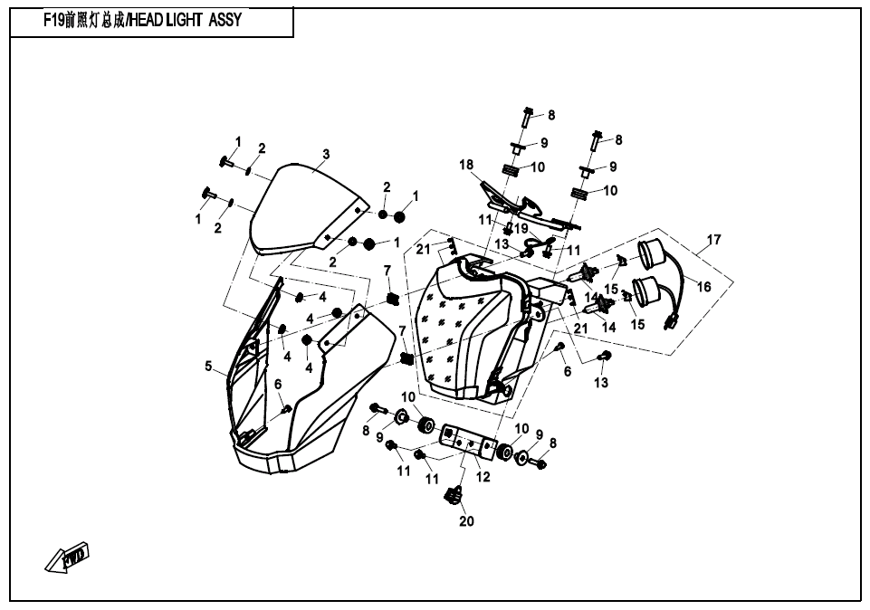 HEAD LIGHT ASSY - F16-1