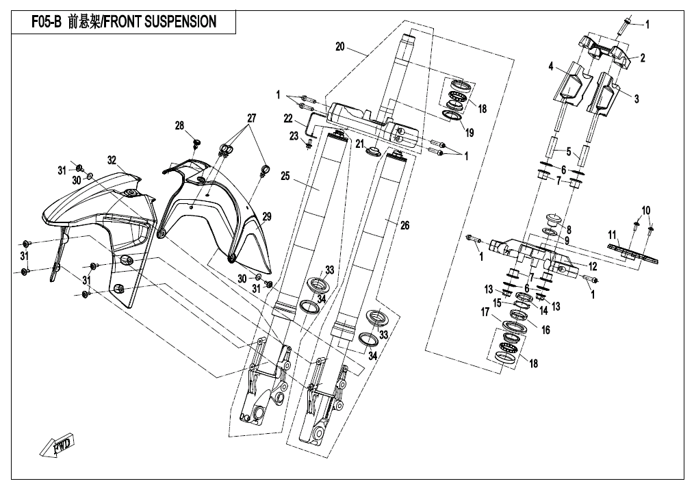 FRONT SUSPENSION（LOW CONFIGURATION） - F05-B