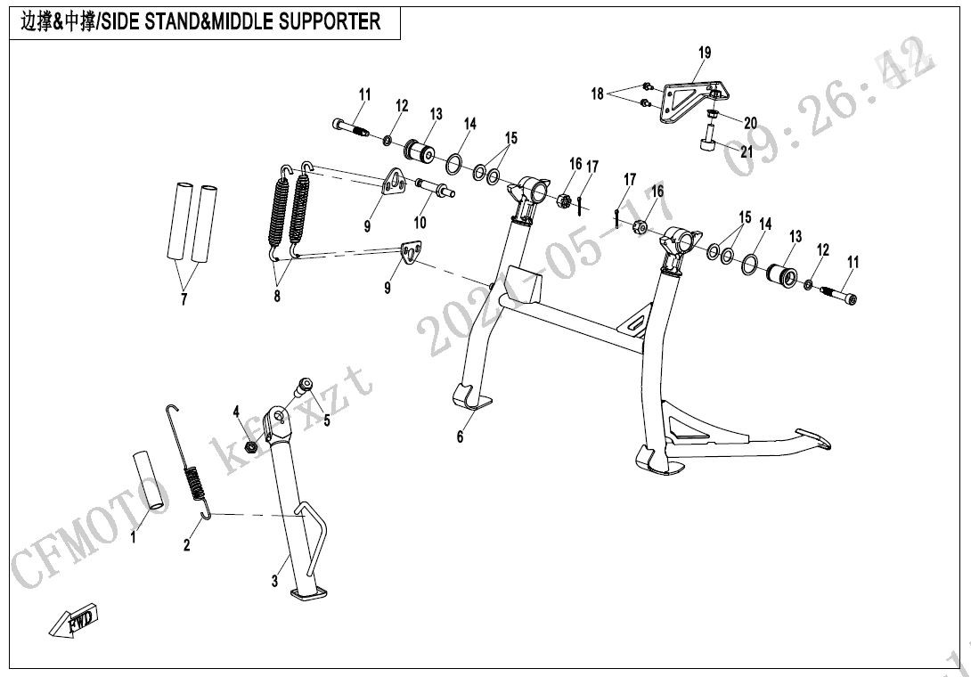 SIDE STAND@^MIDDLE SUPPORTER - F03-4