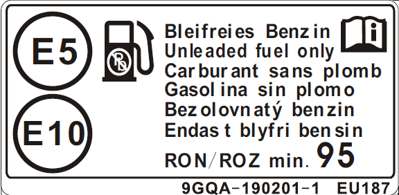 WARNING LABEL, FUEL FILLING PORT - F19-6