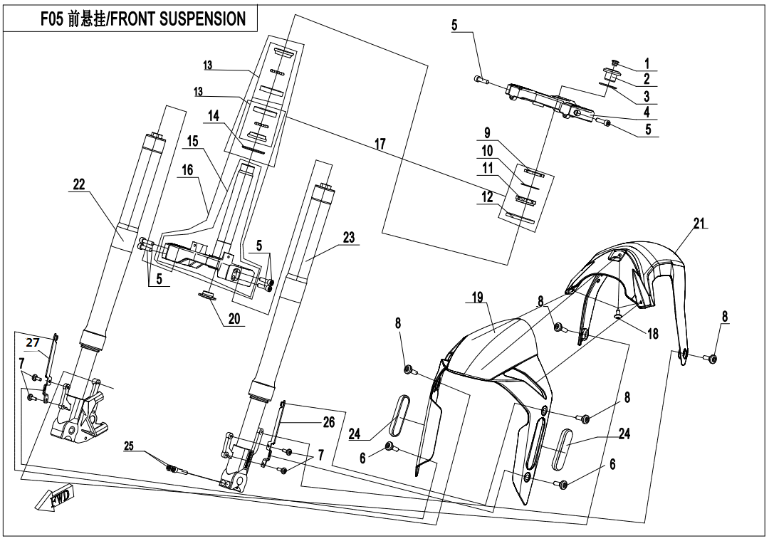 FRONT SUSPENSION(TURQUOISE BLUE@^LAVA ORANGE) - F05-B